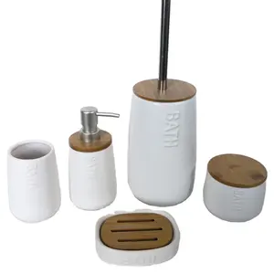 Set di accessori per la decorazione del bagno in ceramica Set di accessori per il bagno in porcellana da 5 pezzi con Dispenser di sapone