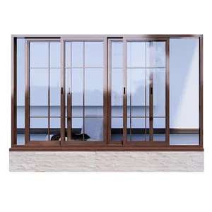 2023 ultimi accessori in alluminio Color legno con doppio vetro di Design francese personalizzato per porte e finestre scorrevoli