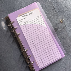 Sobre de efectivo con pestañas de hojas sueltas A6, bolsillo doble de 2 capas personalizado transparente esmerilado con apertura lateral derecha de 6 agujeros para Carpeta de presupuesto - Product Image 5