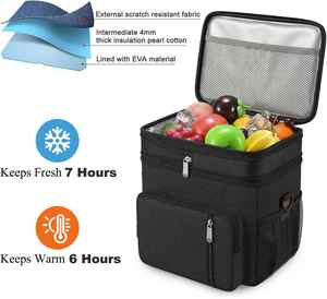 Lunch Bag Lunch Box Double Deck Leakproof Insulated Soft Large Adult Camping Cooler Bag for Work Beach Picnic Travel - Product Image 4
