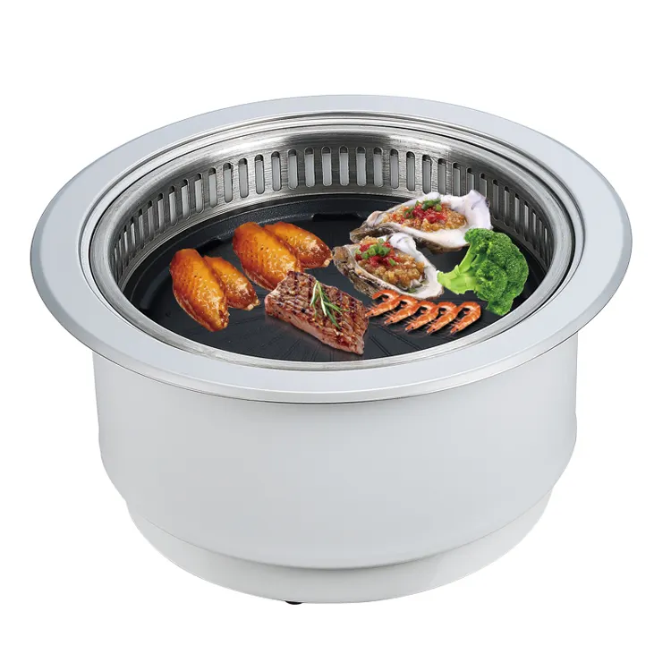 Commercial Embedded Round Stainless Steel Smokeless Indoor Portable Korean Electric Bbq Grills