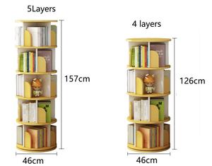 Estantería moderna de madera con rotación redonda Simple, estantería de esquina, 46*46*157 cm de altura, gris, blanco, rosa, azul, amarillo, almacenamiento de libros - Product Image 1