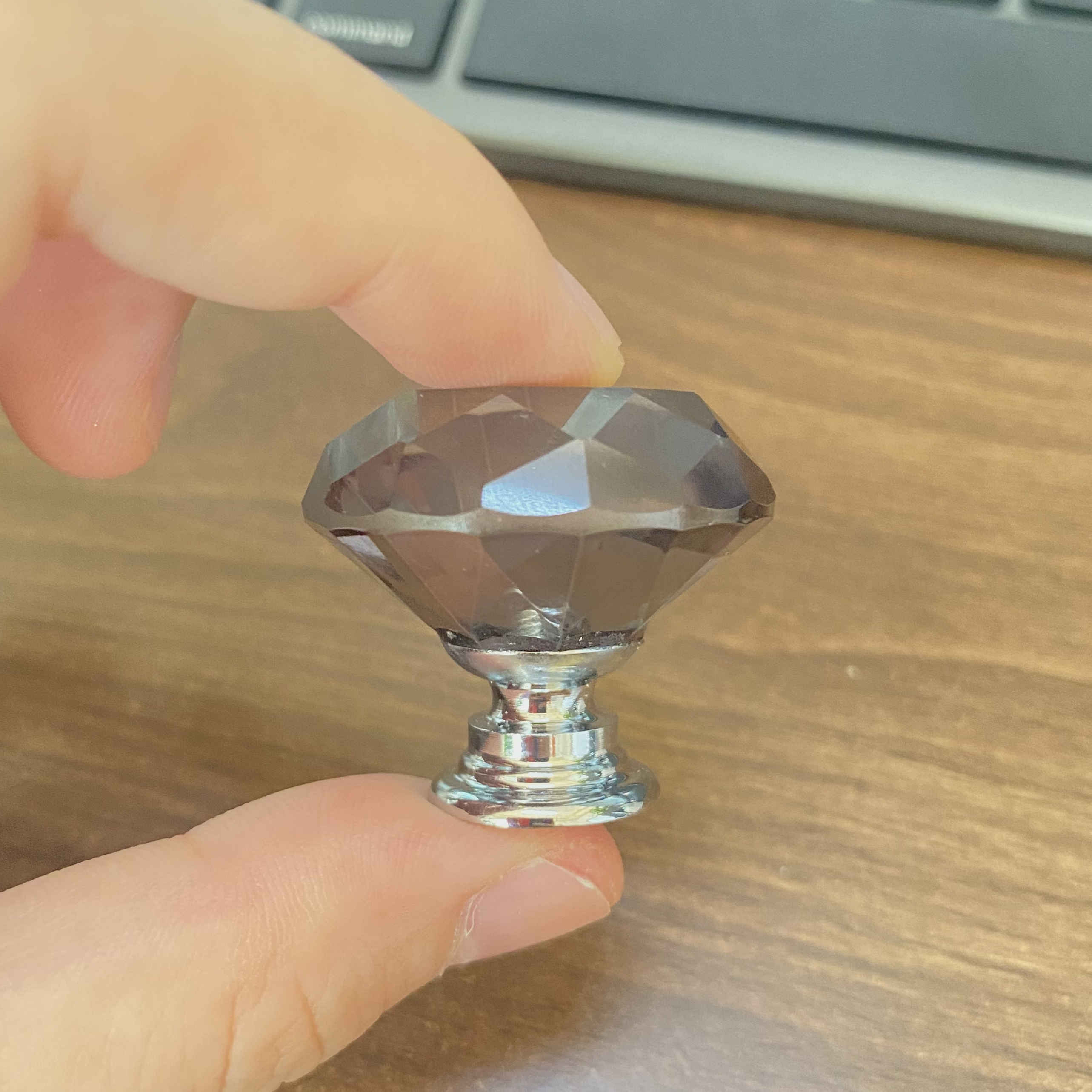 Black Glass crystal door Knobs Diamond Shape drawer home furniture cabinet door Knob Pull Handles