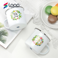 Mug à café en émail de 12 oz pour sublimation, isolation thermique, portable, à large ouverture, pour camping, événements extérieurs, promotions, personnalisable