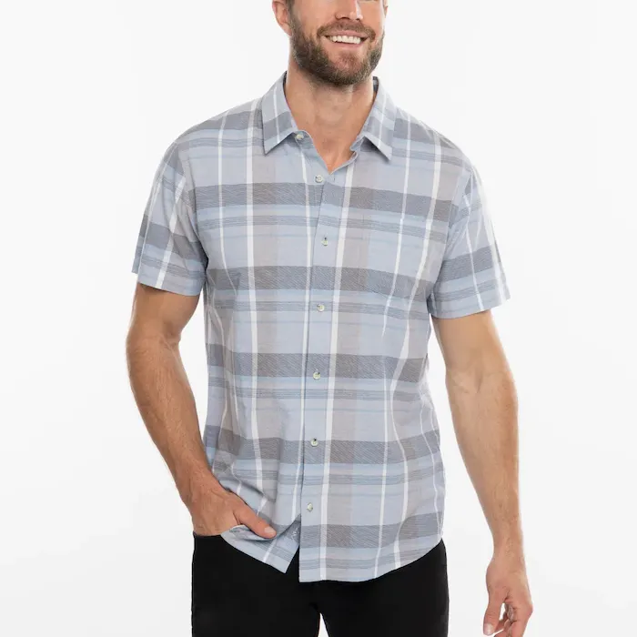 Custom Slim Fit Men Knit Leisure Plaid Graphic Workwear Button UP Shirts
