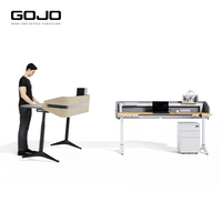 Bureau debout ergonomique en bois, quatre moteurs, design dorsal, hauteur réglable, modulaire, extensible, mobilier de bureau