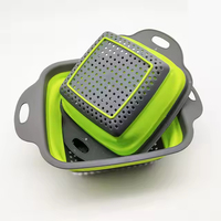Ensemble d'égouttoirs de cuisine en silicone de qualité alimentaire, panier à fruits et légumes avec passoire pliable et poignée
