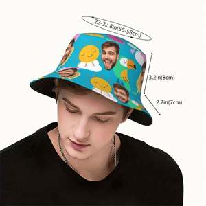 Chapeau de pêcheur personnalisable et amusant, design feuille dessinée à la main, chapeau bob personnalisé avec photo pour hommes et femmes, usage quotidien - Product Image 5