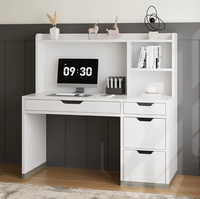 Bureau avec huche de 47 pouces, blanc, avec 4 tiroirs et tiroir à dossiers pour chambre à coucher