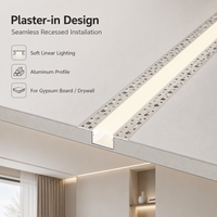 Profilé LED encastré sans cadre pour cloison sèche, en aluminium, à extrusion intégrée, pour éclairage de plafond résidentiel et commercial (vente en gros)
