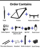 Cadre de vélo en fibre de carbone BXT EVO-155 700C, cadre de vélo de route en carbone, frein à disque, fourche 140 mm, cadre 12x100 mm, cadre 12x142 mm T47 UDH