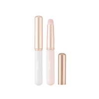 Pinceau à lèvres de poche avec capuchon mini, tête ronde, capuchon or champagne, manche rose et blanc, applicateur de gloss portable