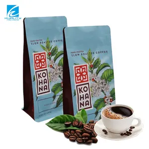 Customized Flat Bottom Aluminum Pouch Plastic Stand Up Zipper Bags For Coffee Packaging Bag With Valve