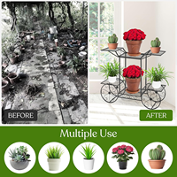 Support à plantes en métal à 6 niveaux de style parisien vintage, étagère à fleurs multi-niveaux avec roulettes pour la décoration intérieure, balcon, jardin