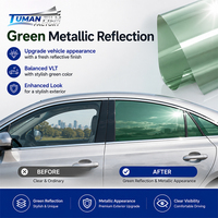 Film de protection solaire réfléchissant vert Tuman Clear View pour vitres de berlines, finition métallisée élégante, rouleau de film teinté automobile