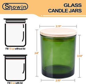 Factory Hot Sale Transparent Heat Resistant Cylinder 8oz Glass Empty Candle Vessel <b>Lid</b> for Easter Candle Making Silk Screen - Product Image 3