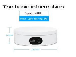 Meja putar listrik USB 16CM dengan dudukan tampilan untuk alat peraga menembak Video meja putar plastik untuk fotografi 360 derajat