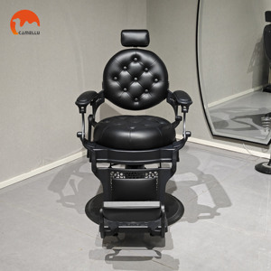 Fauteuil de Barbier Hydraulique Professionnel Robuste - Chaise de Salon Vintage Inclinable pour Coiffeurs - Product Image 3