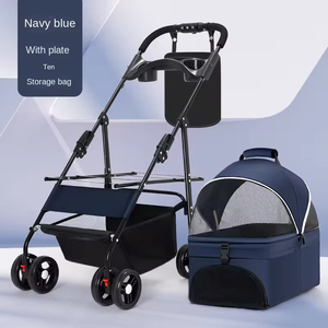 <span class=keywords><strong>Carrito</strong></span> de Lujo para Mascotas, Plegable, Transportador de Perros, Cochecito de Cuatro Ruedas, Silla de Paseo Portátil para Viajes al Aire Libre para Mascotas Pequeñas - Product Image 2
