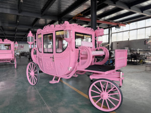 Carruaje Real Eléctrico Cerrado de Lujo Europeo en Oro Blanco, Personalizable, Estilo Vintage, para Paseos de Princesas - Product Image 1