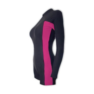 Elegante traje de baño negro y rosa para mujer Rash Guard SPF50 + Anti-UV Vestido de baño transpirable-Bonito en protección - Product Image 2