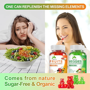 Gummies de Vitamine C aux Fruits et Légumes pour Adultes, Marque Privée OEM/ODM, Fournisseur d'Usine, 60 Comprimés Multicolores, Complément Quotidien pour la Mémoire - Product Image 3
