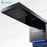 Système de panneau de douche en acier inoxydable à 5 fonctions avec cascade de pluie LED et valve en céramique pour douchette à usage hospitalier