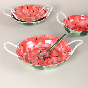 Ceramic Watermelon Design Serving Dish With Rope Handles 4 Pieces Fruit Vegetable Tools <b>Set</b> <b>Hand</b> <b>Wash</b> Only - Product Image 2