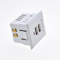 Stopkontak Dinding Industri Tembaga USB Ganda dengan Lampu Indikator Merah CE untuk Stopkontak Listrik 2.1A Hitam