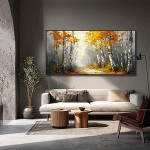 Pintura al óleo acrílica <span class=keywords><strong>paisaje</strong></span> moderno personalizada arte lienzo pintado a mano con diseño personalizado bosque de otoño - Product Image 3