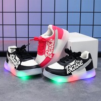Baskets de printemps à motifs lettres pour jeunes enfants ; Nouvelles chaussures de sport neutres à semelle souple ; Chaussures de skate décontractées lumineuses d'un côté