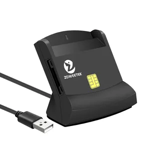 Zoweetek EMV เครื่องอ่านการ์ดอัจฉริยะ,เครื่องอ่านการ์ด USB แบบหลายช่องสำหรับซิมการ์ด Sd/credit /Id/atm/ IC Card สามารถใช้งานร่วมกับ Windows, Mac OS และ Linux ได้