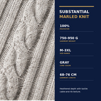 Cardigan en maille torsadée à col en V pour homme, respirant, anti-boulochage, à manches longues, 100 % polyester mélangé, boutonné sur le devant, hiver