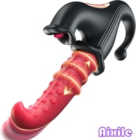 Vibrateur G-Spot 4-en-1 avec 10 modes de vibration, de poussée et de léchage, vibromasseur lapin pour clitoris, tétons et anus