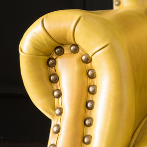 Cloué bras en <span class=keywords><strong>cuir</strong></span> pu wingback déclaration chaise antique <span class=keywords><strong>vert</strong></span> <span class=keywords><strong>vintage</strong></span> en <span class=keywords><strong>cuir</strong></span> bouton tufté canapé <span class=keywords><strong>fauteuil</strong></span> - Product Image 5