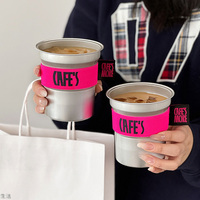 Gobelets à café en aluminium personnalisés de 500 ml (16 oz) réutilisables, recyclables et jetables avec couvercles en dôme et pailles