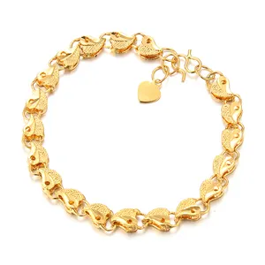 24k Vietnam Alluviale Goud Armbanden Houden Kleur Bladeren Kralen Vrouwen Armbanden Sieraden