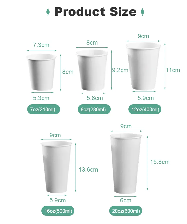 Tùy chỉnh Cốc giấy 8oz/12oz/16oz/20oz nước dựa trên lớp phủ giấy dùng một lần cốc cà phê với nắp và tay áo cho nóng đồ uống lạnh trà