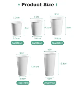 कस्टम पेपर कप 8 ऑउंस/12 ऑउंस/16 ऑउंस/20 ऑउंस पानी आधारित कोटिंग डिस्पोजेबल पेपर कॉफी कप ढक्कन और आस्तीन के साथ गर्म ठंडे पेय चाय के लिए