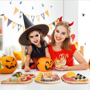Bandeja de madera con diseño de letras BOO para decoración de Halloween, plato para frutas secas, dulces, queso y aperitivos, ideal para fiestas. - Product Image 3