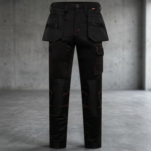 Men's High Visibility Black <b>Cargo</b> <b>Pants</b> Cordura Multi-Tools Pocket Breathable Polyester Workwear Anti-Static Heavy Duty <b>Work</b> - Product Image 2