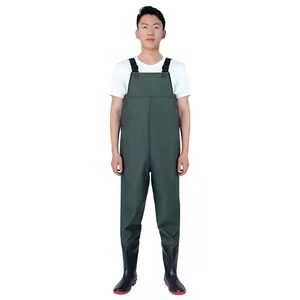 Pantaloni da pesca Wader stivali impermeabili resistenti all'usura in PVC maglia in poliestere tessuto traspirante presa di fabbrica