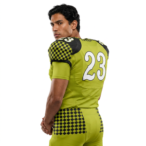 Maillot de football américain personnalisé pour homme 23, sublimé, col en V, manches courtes, ajusté, 100 % polyester, motif à carreaux, toutes saisons - Product Image 5