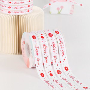 Grosgrain Ribbon White Polyester Printed Miss You Sweet Love Love You Kiss Me Valentine's Day Gift <b>Box</b> Decoration 5H57 - Product Image 4