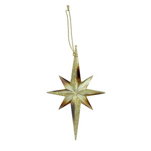 Ornement de Noël en forme d'étoile de haute qualité, en métal doré, style antique, pour la décoration de Noël - Product Image 1