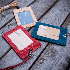 Boshiho RTS Vegan Cork Card Horizontal School <b>Id</b> Badge <b>Holder</b> Friendly Retractable Security Badge <b>Holder</b> with Lanyard - Product Image 4