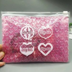 Pink Heart <strong>Bubble</strong> Wrapped Padded Shockproof Pvc Cosmetic Bag Reusable Zipper <strong>Mailer</strong> Pouch <strong>Bubble</strong> for Lipstick Perfume - Product Image 1