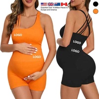 Ensemble de yoga sans couture pour la maternité ensemble de soutien-gorge de sport côtelé sexy et dos nu shorts de motard pour la grossesse ensembles d'entraînement 2 pièces pour femmes