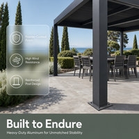 Pergola extérieure moderne en aluminium, pergola motorisée à lames orientables effet bois avec contrôle par application et capteur de pluie RGB