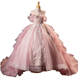 Abito da ballo in lino all'uncinetto per bambina, stile principessa, per compleanno e matrimonio, nuovo modello 2026, per esibizioni di pianoforte, all'ingrosso - Product Image 5